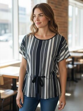🌻 Laura Striped Drawstring Top #566